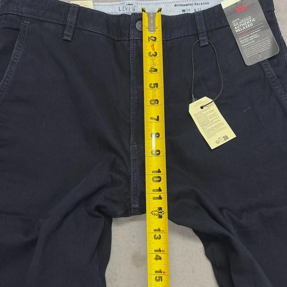 Levis XX Chino Authentic Relaxed Pants Navy Blue Mens 34x32 Straight Leg Cotton